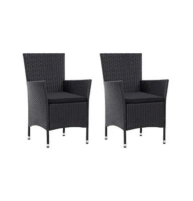 vidaXL Patio Chairs 2 pcs Black Poly Rattan