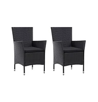 vidaXL Patio Chairs 2 pcs Black Poly Rattan