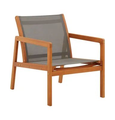 Patio Lounge Chair Solid Eucalyptus Wood and Text Ilene