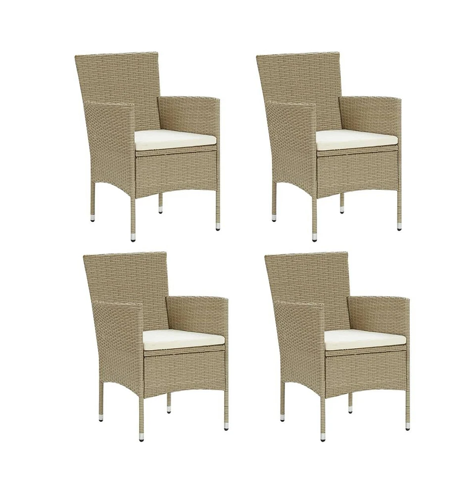 vidaXL Patio Dining Chairs 4 pcs Poly Rattan Beige