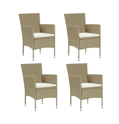 vidaXL Patio Dining Chairs 4 pcs Poly Rattan Beige