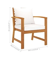 vidaXL Patio Chairs 2 pcs with Cream Cushion Solid Acacia Wood