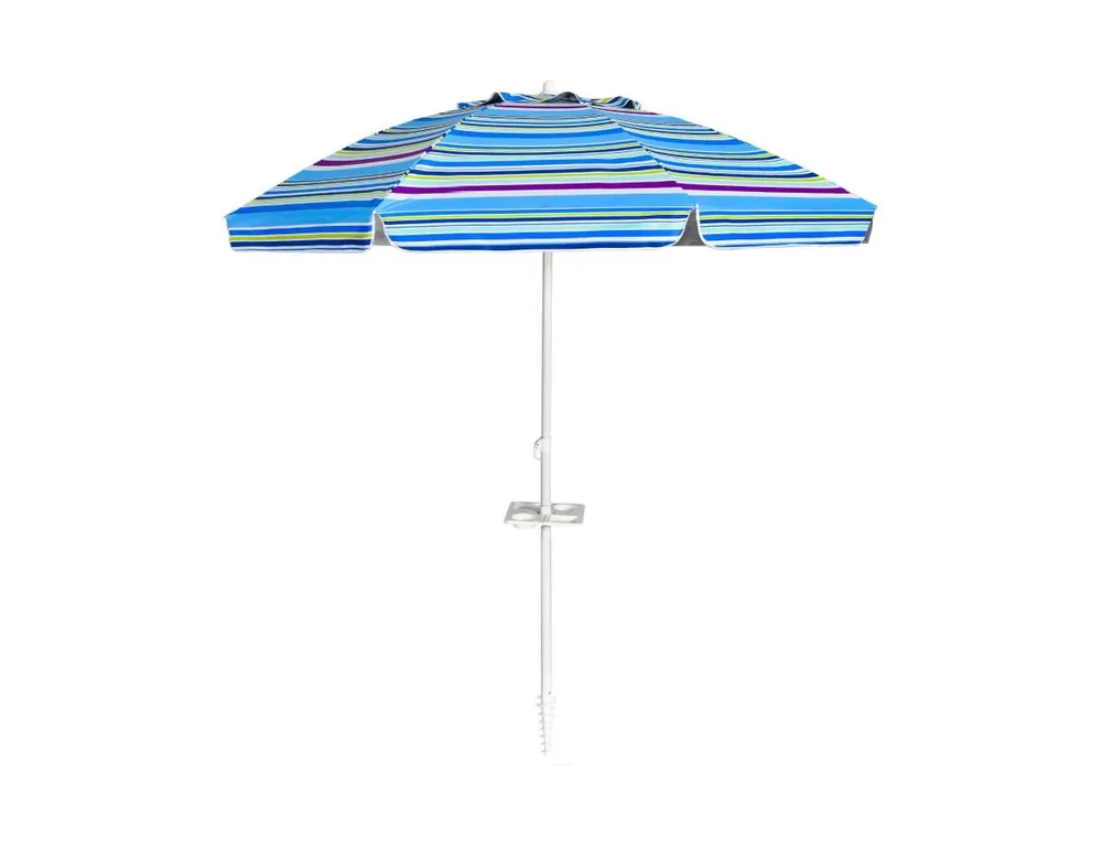 7.2 ft Portable Outdoor Beach Umbrella with Sand Anchor and Tilt Mechanism