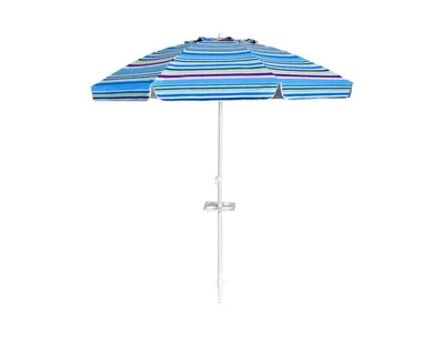 7.2 ft Portable Outdoor Beach Umbrella with Sand Anchor and Tilt Mechanism