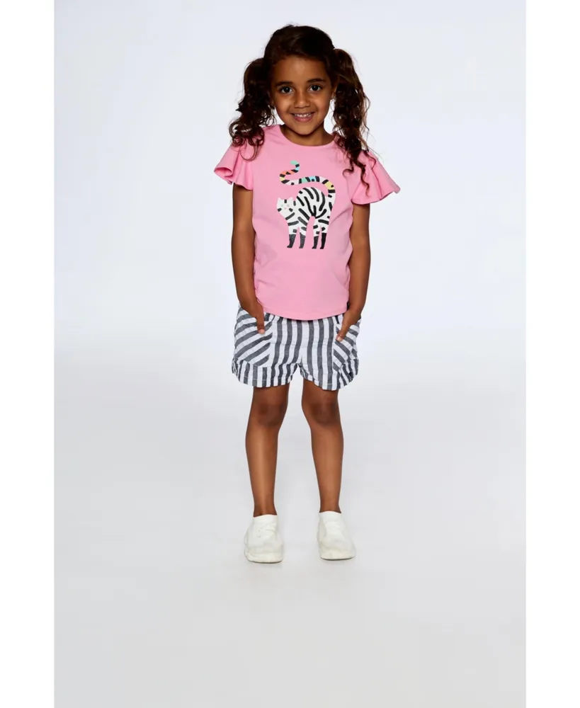 Girl Striped Seersucker Short Black - Toddler Child