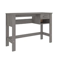 vidaXL Desk Hamar Light Gray 43.3"x15.7"x29.5" Solid Wood Pine