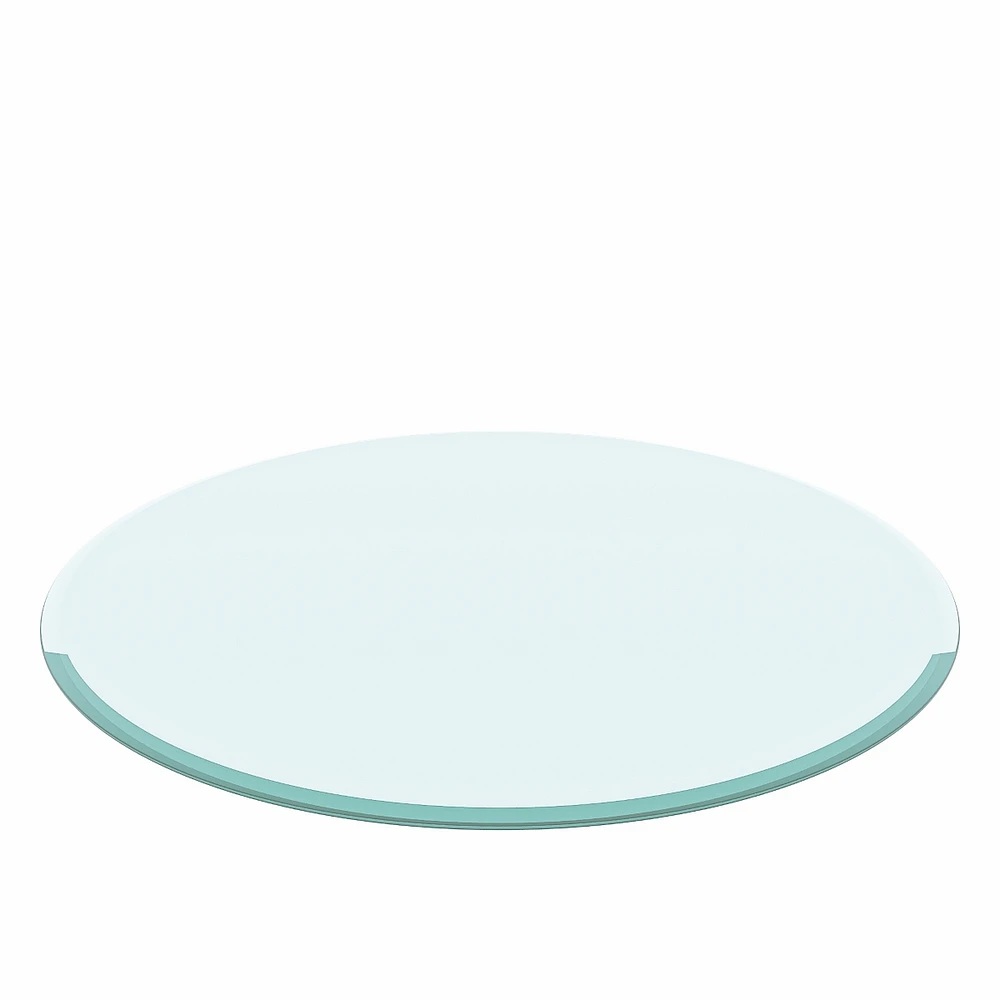 Simplie Fun 38.6" Inch Round Tempered Glass Table Top Clear Glass 2/5" Inch Thick Beveled Polished Edge