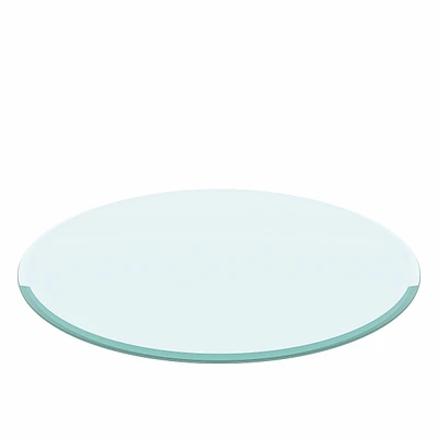 Simplie Fun 38.6" Inch Round Tempered Glass Table Top Clear Glass 2/5" Inch Thick Beveled Polished Edge