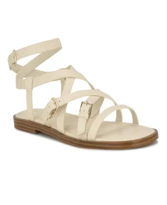 Nine West Women's Rulen Square Toe Strappy Flat Sandals