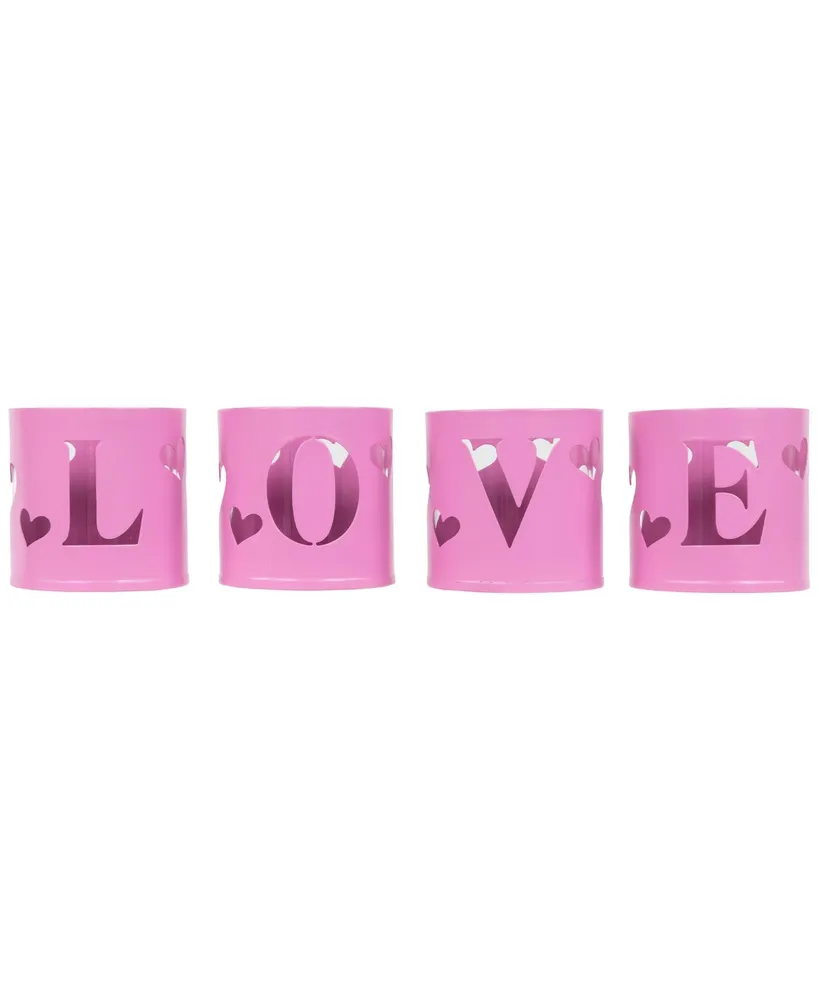 Northlight Set of 4 Love Valentine's Day Candle Holders, 2.75"