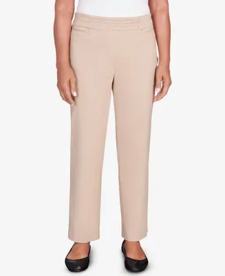 Alfred Dunner Women's Neutral Territory Embellished Waist Average Length Pants