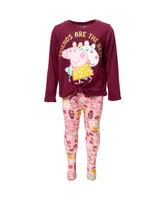 Peppa Pig Pullover Long Sleeve Graphic T-Shirt & Leggings Toddler| Child Girls