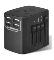 5 Core Travel Adapter 1 Piece Black International Power Adapter Plug Multi Outlet Port 4 Usb Travel Charger Universal Ac Plug Outlet Adapter- Uta B