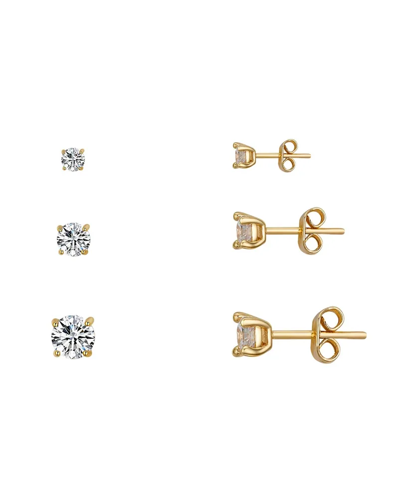 ModaSport Clear Cubic Zirconia Stud Earring 3 Pc Set