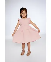 Girl Textured Poplin Dress Silver Pink - Toddler Child