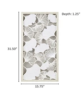 Martha Stewart Lillian Framed Rice Paper Shadow Box Gingko Leaf Wall Decor Art - Off