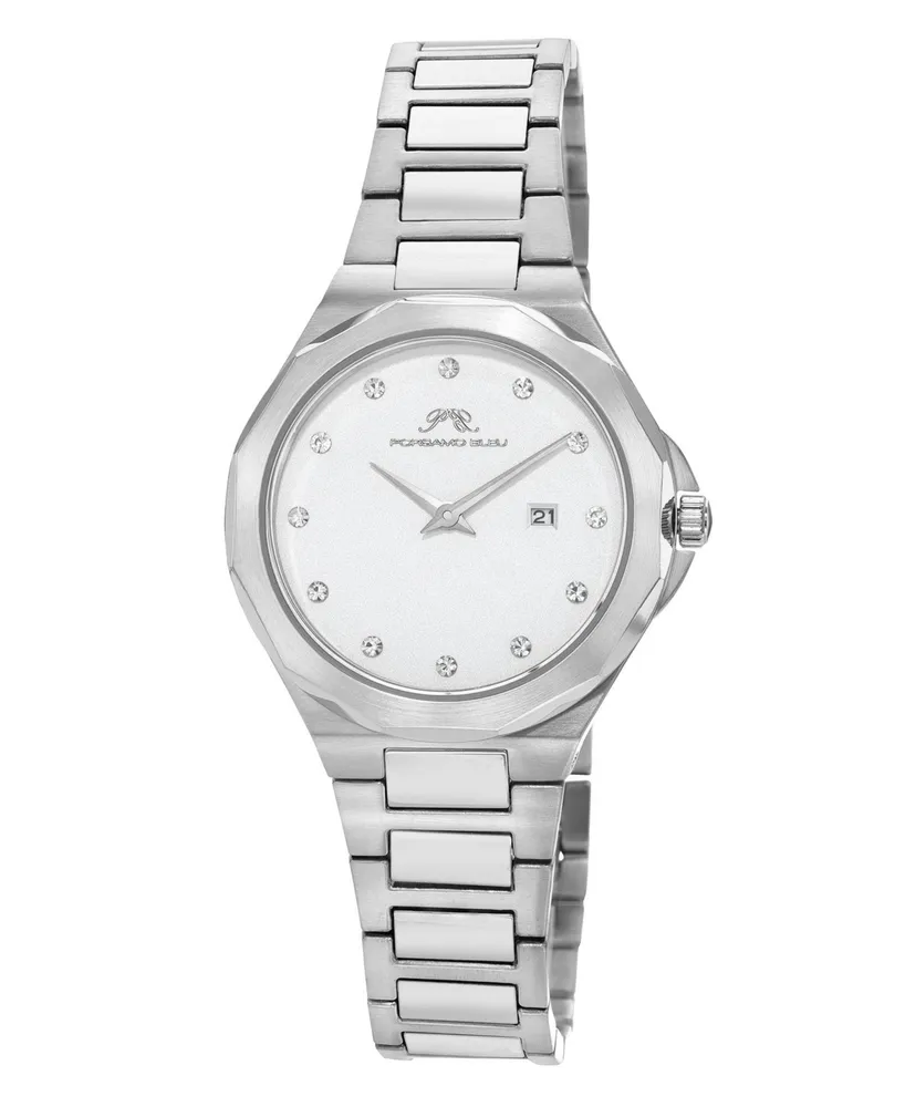 Victoria Stainless Steel Silver Tone & White Women's Watch 1242AVIS