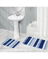 mDesign Microfiber Bath Mat Rugs/Runner, Striped Print, Set of 3