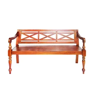 vidaXL Batavia Bench 48.4" Solid Mahogany Wood Dark Brown