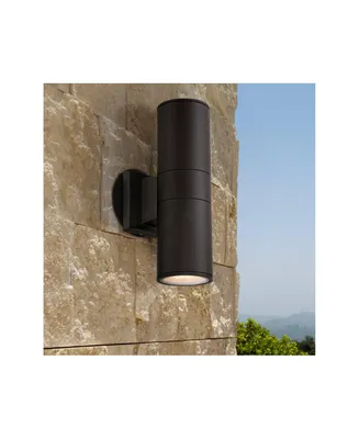 Ellis Modern Sconce Outdoor Wall Light Fixture Black Aluminum 11 3/4" Cylinder Up Down Glass Decor for Exterior House Porch Patio Outside Deck Garage