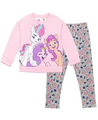 My Little Pony Sunny Pipp Zipp Girls Fleece Pullover Sweatshirt Legging Set Toddler|Child