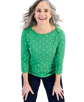 Style & Co Women's Pima Cotton Boat-Neck 3/4-Sleeve Top, Created for Macy's