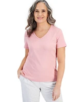 Style & Co Women's Short Sleeve V-Neck Cotton Top, Created for Macy's