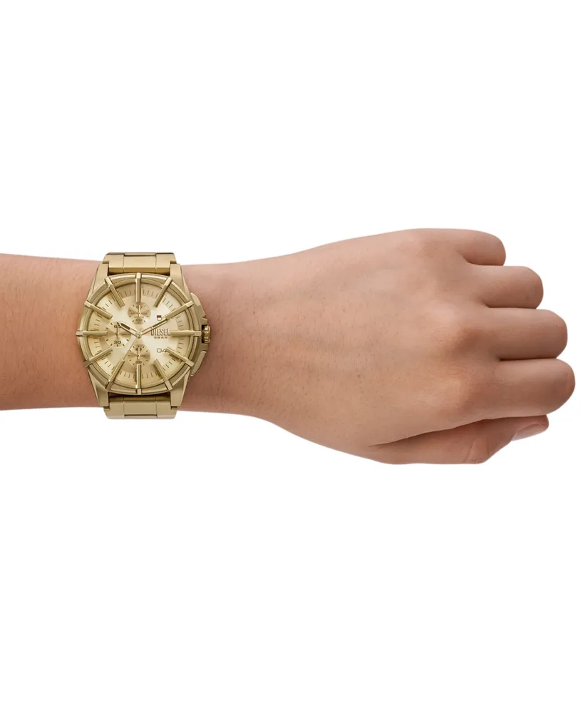 Diesel Men's Framed Chronograph Gold-Tone Stainless Steel Watch 44mm