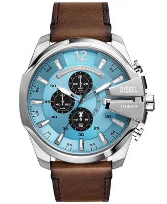 Diesel Men's Mega Chief Chronograph Brown Leather Watch 51mm