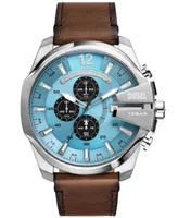 Diesel Men's Mega Chief Chronograph Brown Leather Watch 51mm