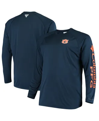 Men's Columbia Navy Auburn Tigers Big & Tall Terminal Tackle Long Sleeve Omni-Shade T-shirt