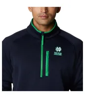 Men's Columbia Navy Notre Dame Fighting Irish Canyon Point Omni-Shield Raglan Half-Zip Pullover Top