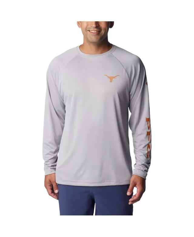 Men's Columbia Texas Orange Texas Longhorns Terminal Tackle Omni-Shade  Raglan Long Sleeve T-Shirt