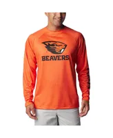 Men's Columbia Orange Oregon State Beavers Pfg Terminal Tackle Omni-Shade Raglan Long Sleeve T-shirt