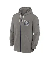 Men's Nike Heather Charcoal Distressed New York Giants Historic Lifestyle Full-Zip Hoodie