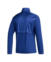 Men's adidas Royal Kansas Jayhawks Sideline Aeroready Raglan Sleeve Quarter-Zip Jacket