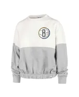 Women's '47 Brand Cream Distressed Brooklyn Nets 2022/23 City Edition Take Two Bonita Sweatshirt