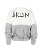 Women's '47 Brand Cream Distressed Brooklyn Nets 2022/23 City Edition Take Two Bonita Sweatshirt