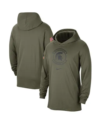 Men's Nike Olive Michigan State Spartans Military-Inspired Pack Long Sleeve Hoodie T-shirt