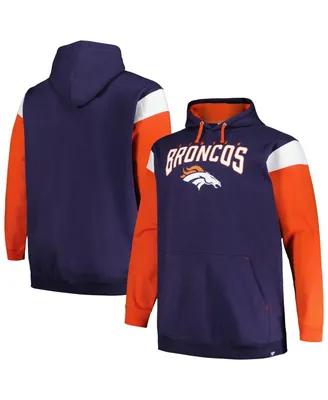 Men's Profile Navy Denver Broncos Big and Tall Trench Battle Pullover Hoodie