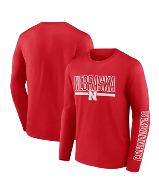 Men's Profile Scarlet Nebraska Huskers Big and Tall Two-Hit Graphic Long Sleeve T-shirt