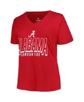 Women's Fanatics Crimson Alabama Tide Plus Sideline Route V-Neck T-shirt