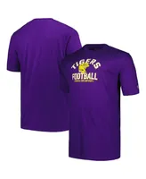 Men's Champion Purple Distressed Lsu Tigers Big and Tall Football Helmet T-shirt