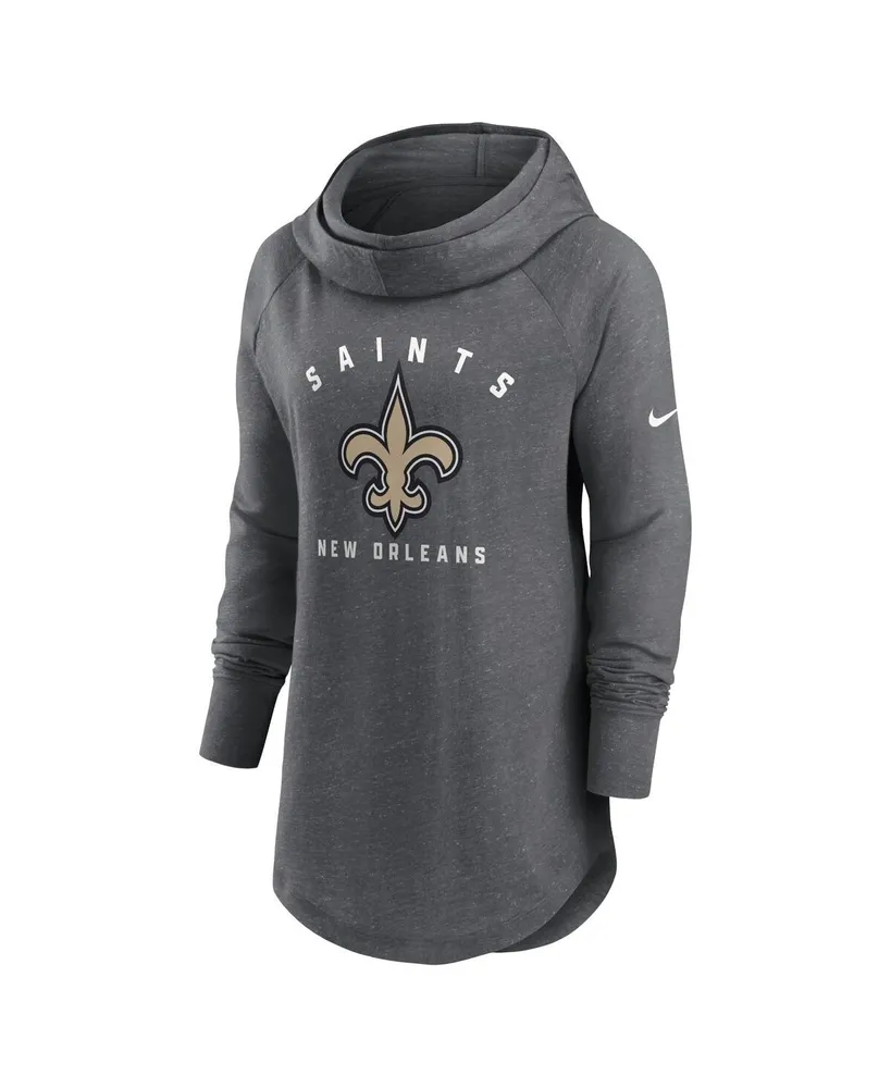Women's Nike Heather Charcoal New Orleans Saints Raglan Funnel Neck Pullover Hoodie