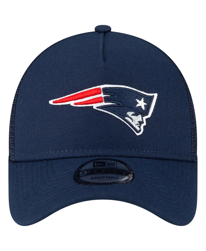 Men's New Era Navy New England Patriots A-Frame Trucker 9FORTY Adjustable Hat