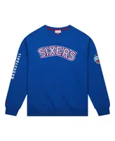 Men's Mitchell & Ness Royal Philadelphia 76ers Hardwood Classics There and Back Pullover Sweatshirt