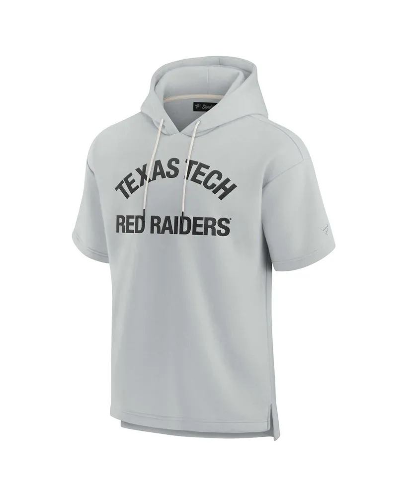 Men's and Women's Fanatics Signature Gray Texas Tech Red Raiders Super Soft Fleece Short Sleeve Pullover Hoodie