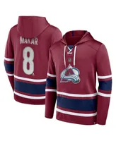 Men's Fanatics Cale Makar Burgundy Colorado Avalanche Name and Number Lace-Up Pullover Hoodie