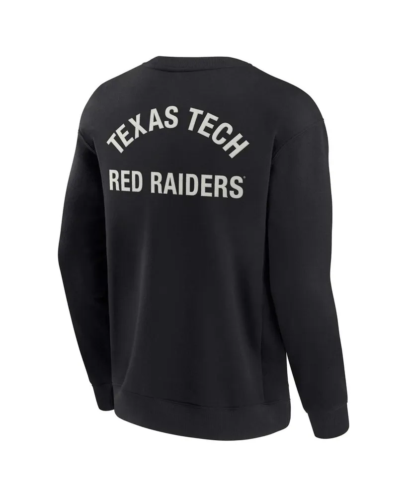 Men's and Women's Fanatics Signature Black Texas Tech Red Raiders Super Soft Pullover Crew Sweatshirt