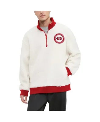 Men's Tommy Hilfiger Cream San Francisco 49ers Jordan Sherpa Quarter-Zip Sweatshirt